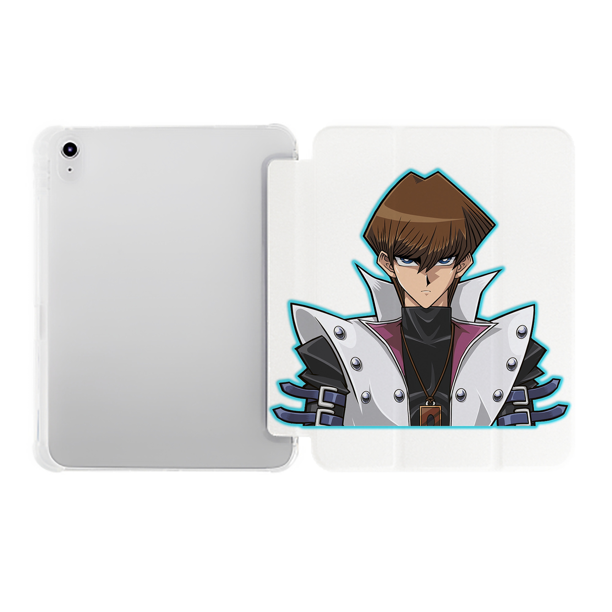 （画像用） 遊☆戯☆王 Yu-Gi-Oh! IPad ケース ペン収納付き 三つ折りスタンド PUレザー×シリコン 対応機種9.5/10.5/10.9インチ